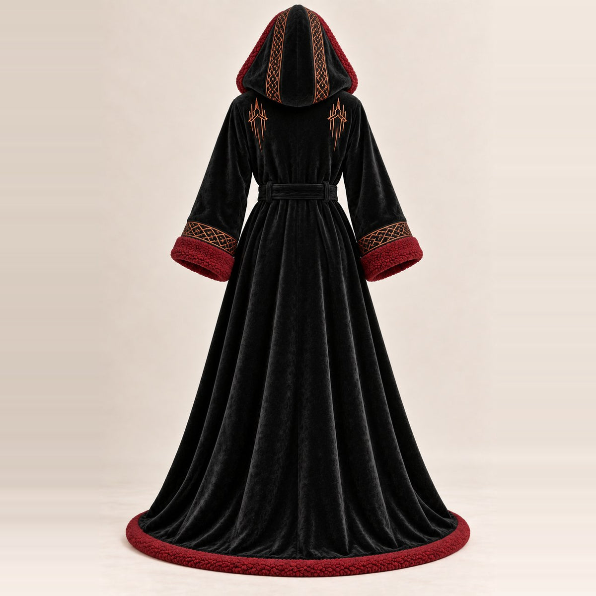 Back of the Dark Tower robe with copper embroidery