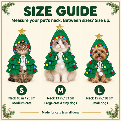 Size guide: S neck 10 in, M neck 13 in, L neck 15 in, for cats and small dogs
