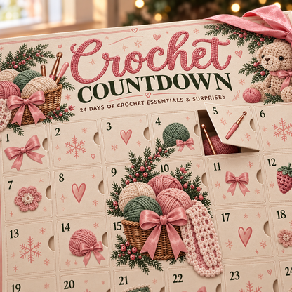 Close-up of the Crochet Countdown advent calendar doors