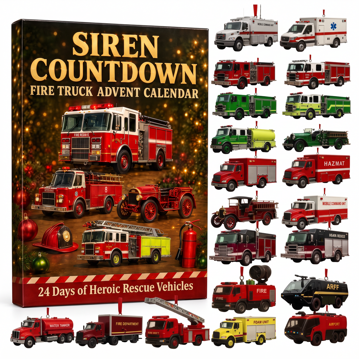 Siren Countdown fire truck advent calendar with all 24 rescue vehicles