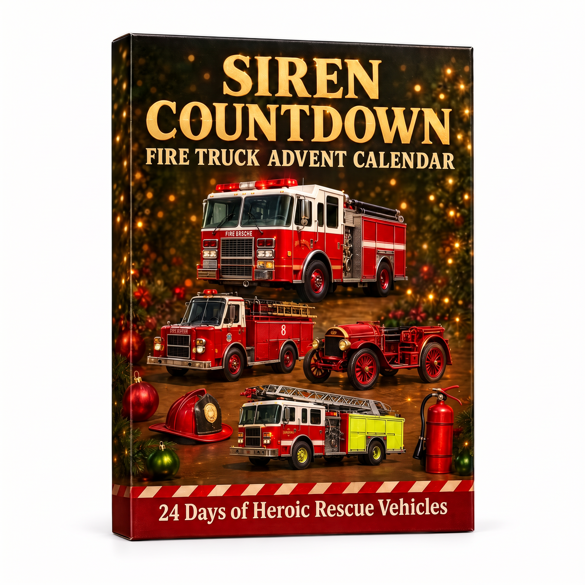 Siren Countdown fire truck advent calendar box front