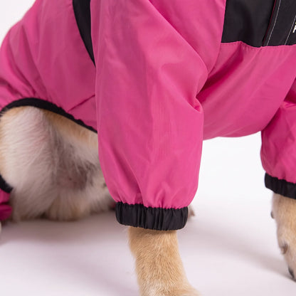 Close-up of pink jacket fabric and elastic cuff