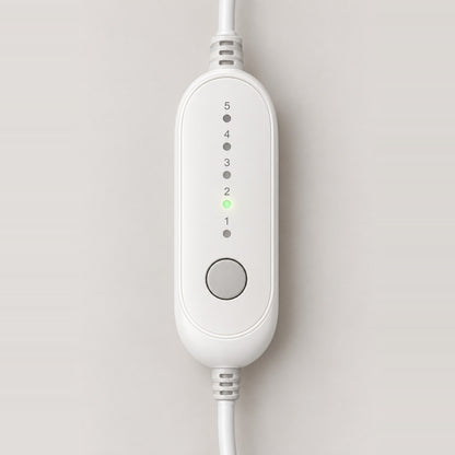 White wired heat controller with adjustable settings