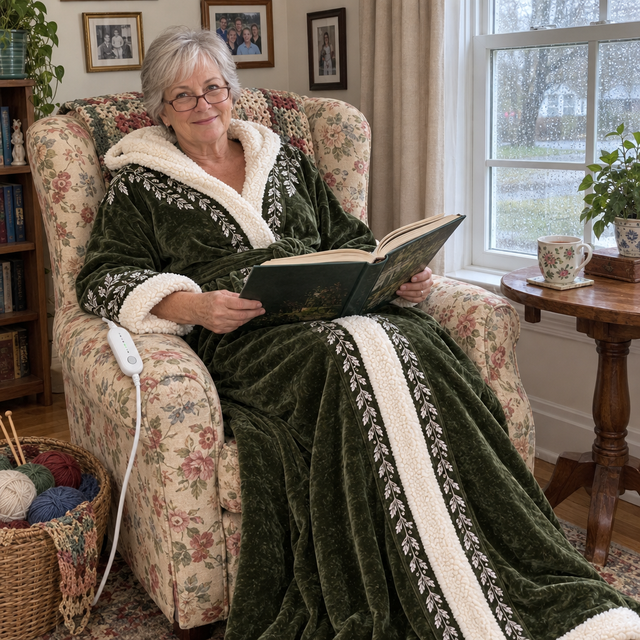 Reading by the window in the Elven Woodland robe